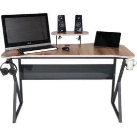 Resim Özel Tasarım Oyuncu Masası 135 cm Bardaklık ve Kulaklık Tutucu Hediye 