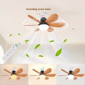 Resim Modern Ahşap Taneli Tavan Fanı Işığı Uzaktan Kumanda ile - 3 Hız Ayarlı, Enerji Tasarruflu LED, Oturma Odası, Yatak Odası, Yemek Odası için Şık Tasarım, Yatak Odası Aydınlatması | Şık Tavan Fanı | Ahşap Taneli Kaplama, Akıllı Tavan Fanı 