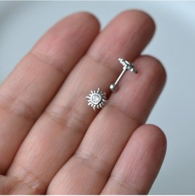 Resim Güneş Model Helix Piercing Kıkırdak Cerrahi Çelik Gümüş Renk Renkli 