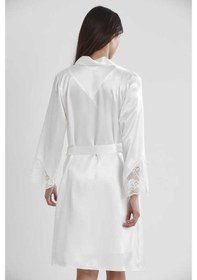 Resim Pierre Cardin 2li Ekru Saten Kısa Gecelik Sabahlık 4300 Ekru 