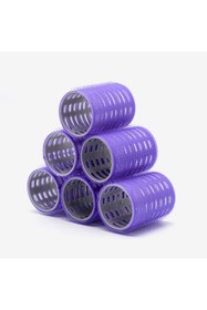 Resim Shop a Way C 1215 Büyük Boy Bigudi 6Lı Cırtlı Yapışkanlı Bigudi Mor Çap 4.5Cm 