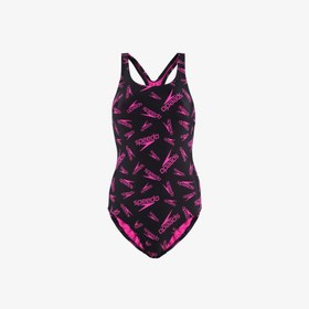 Resim Speedo Boom Logo Allover Kadın Siyah Yüzücü Mayosu 