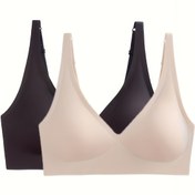 Resim Kadınlar için 2 Paket Naylon Sutyenler, Yetişkin Tarzı, Düz Renk, Sırtı Açık, Örgü Kumaş, Yüksek Destek, Push Up, Kablosuz, Çıkarılabilir Pedler, Rahat ve Nefes Alabilen, Dikişsiz Yan Desteği, Deformasyona Karşı Dayanıklı Elastisite - 75% Naylon, 25% Elastane 