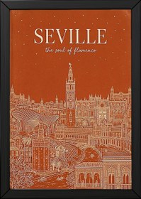 Resim Seville Line Art Print - Terracotta Giralda Tower Plaza de España Wall Art - Just Poster / 16 x 20" (40x50 cm) 