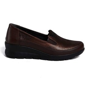 Resim Bestello Bağcıksız Poliüretan Taban Comfort 017-p27 Kadın Ayakkabı Kahve Bakır 