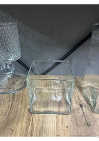 Resim Denizli El İşçiliği Kare Cam Vazo 3lü Set Beyaz 