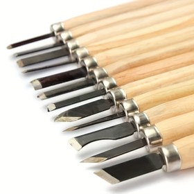 Resim 12 adet Profesyonel Ahşap Oyma Keski El Aracı Seti - Temel ve İnce Oyma ve Ahşap İşleri İçin Mükemmel! 