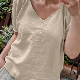 Resim Kadınlar için Rahat Kesim V Yaka Raglan Kollu Kazak Üst - Nefes Alabilen Kısa Kollu Bluz, Makinede Yıkanabilir Düz Renkli Gömlek Günlük Giyim & Her Mevsime Uygun Konfor, Çok Yönlü Giysi, Orta Doğu Tarzı, Yumuşak Dokulu, Serinlik Kıyafeti, Kolay Bakım, Konfor Arayanlar İçin 