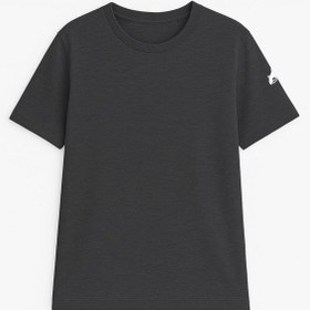 Resim Markapia Kadın Bisiklet Yaka Basic Düz Kısa Kollu T-shirt Antrasit 