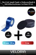 Resim Veloria Premium Mavi Çok Amaçlı 1 Adet Tamir İzolasyon Bandı & Halı Kaydırmaz 10 Adet Cırt Bant 2'li Set 