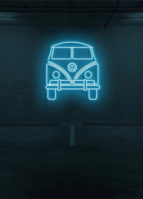 Resim Minibüs Figürlü Neon Tabela Turkuaz 