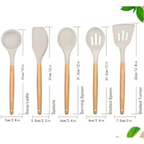 Resim Felis Arte 5 'li Silikon Pişirici Set, Bambu Sap, Büyük Boy 