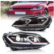 Resim Volksvagen Golf 7.5 2017-2020 Kayar Sinyalli Kırmızı J Ön Far 