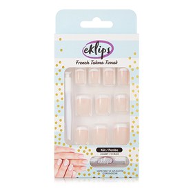 Resim Eklips Takma Tırnak French Pembe Küt 24'lü 