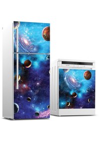 Resim Buzdolabı Ve Bulaşık Makinası Beyaz Eşya Sticker Kaplama Uzay Galaksiler 