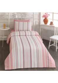 Resim Pamuklu Krem Tek Kişilik Çarşaflı Nevresim Takımı 160x220 Pudra 