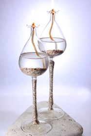 Resim Narçiçeği Takı ve Hediyelik Eşya El Yapımı Üfleme Cam Özel Tasarım Ikili Kandil Seti 