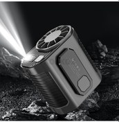 Resim Taşınabilir Led Işıklı Ve Pil Depolamalı Kemer Vantilatörü Siyah, 