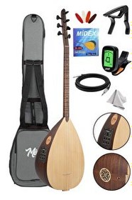 Resim Yonka B-241K Kısa Sap Ceviz Ağacı Gövde Yüksek Kaliteli Saz Bağlama Seti 