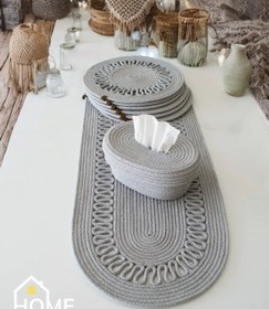 Resim Sunum Takımı, Peçetelikli Supla Runner - Bej / 33x33cm Supla - 35x100cm Runner 