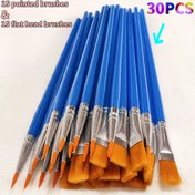Resim 30 adet Naylon Saç Ucu Fırça Paketi Düz Başlı Fırça Su Tozu Sulu Boya Akrilik Boya Sanat Boyama Küçük Fırça Boyama Fırçası Kanca Çizgi Çizgi Doodle 