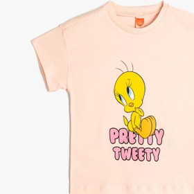 Resim Kız Bebek Tweety Tişört Lisanslı Baskılı Kısa Kollu Pamuklu 