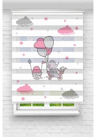 Resim Perdecizade Enxboy Bisikletli Fil Dijital Baskılı Zebra Perde-cocuk Odası-stor Perde Pz-119 Renkli 