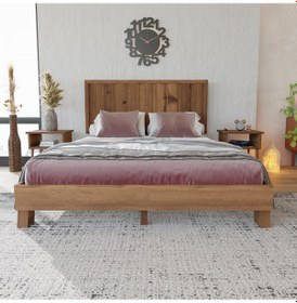 Resim Hüma Model Ceviz Renk Çam Ahşap Karyola Dikey -273 200 x 200 CM 