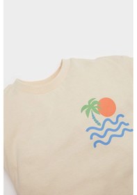 Resim DeFacto Erkek Bebek 2'li Takım Baskılı Kısa Kollu Tişört Beli Lastikli Şort E9032A525SMBG360 Bej 