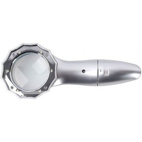 Resim 7x Büyüteç 6 Led Işık Aydınlatma 50mm Optik Lens El Büyüteç Gri 