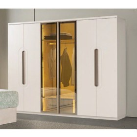 Resim Fiabella Mdf Membran Reflekte Cam 6 Kapaklı Gardırop 