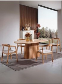 Resim Savana Oval Ahşap Bohem Yemek Masası 90x170 Naturel 