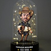 Resim Yakışıklı Kovboy Karikatürlü Işıklı Fanus Biblo 