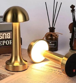 Resim Gold Mantar Masa Lambası & Porselen Kupa & Mum & Gold Çerçeve & Filtre Kahve Premium Hediye Seti 