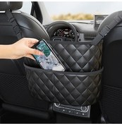 Resim Chuangyinshop Siyah Geniş Lüks Yapış Deri Oto Koltuğu Düzenleyici Çok Bölmeli Asmalı Taban 