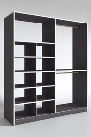 Resim Kenzlife Giysi Dolabı Fikret 180*180*45 Gri Gardırop 