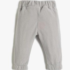 Resim Erkek Bebek Polar Jogger Eşofman Altı Beli Bağlamalı Aplike Detaylı Kaplan Baskılı 