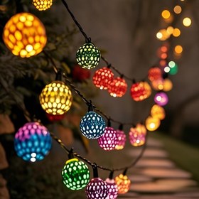 Resim Morokko Topu Güneş Enerjili Işıklı Zincir - 30/20 LED, Çok Renkli Morokko Peri Işıkları, IPX4 Güneş Enerjili Dış Mekan Aydınlatması, Ev Yatak Odası Dekoru, Bahçe Çiti Veranda Avlu için İdeal Anneler Günü ve Noel Partisi 