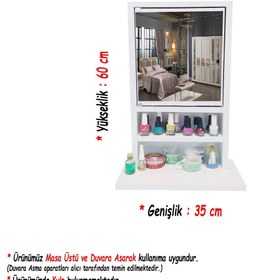 Resim First Mobilya Karanfil 1k - Aynalı Çok Amaçlı Aksesuar Anahtarlık - Askılık Hediyelik Takı Dolabı - Beyaz 