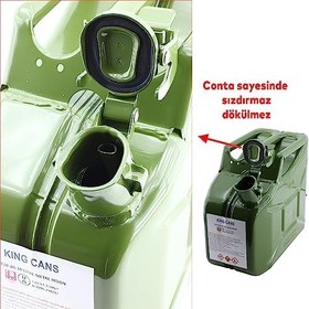 Resim Badem10 Metal Benzin Bidonu 10 Litre Akaryakıt Mazot Taşıma Doldurma Depolama Bidonu Dayanıklı Bidon 