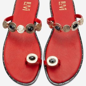 Resim Luvishoes Martınez Kırmızı Tokalı Hakiki Deri Kadın Parmak Arası Terlik 