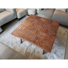Resim MİRRORSS Orta Sehpa Ceviz Renk Retro Tasarım Kare 75 X 75 cm ofis salon sehpası 