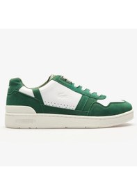 Resim Lacoste T-clip Leather Mens Sneaker Hakiki Deri Günlük Spor Ayakkabı Beyaz Yeşil Beyaz 