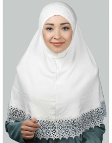 Resim Altobeh İkili Set Dantelli Pratik Eşarp Hazır Hijab Ve Tesettür Bonesi Xl Ekru 