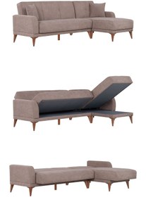 Resim Kilim Mobilya Minimal Uzanmalı Köşe Takımı V2 (İKİLİ SOL ÜNİTE UZANMA SAĞ ÜNİTE) Kahverengi 