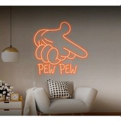 Resim Twins Led Pew Pew Yazılı Ve Şekilli Neon Tabela Amber Model:model:65123366 