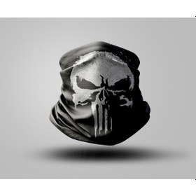 Resim The Punisher Tasarımlı Motorcu Buff Maske Outdoor Boyunluk Unisex Bandana Siyah 