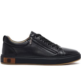 Resim Derimod Erkek Siyah Bağcıklı Deri Sneaker,Kışlık Spor Ayakkabı 25WFD697118 