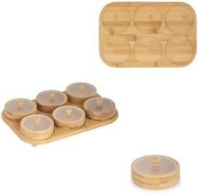 Resim Porsima Pbt-693 Tepsili 6lı Bambu Kahvaltılık Saklama Kabı Kapaklı Saklama Kabı Kapaklı Kahvaltılık Seti 