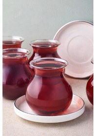 Resim Perotti Kanlıca Platin 12 Parça 6 Kişilik Cam Çay Seti 210 Ml 18110 Şeffaf Gri 